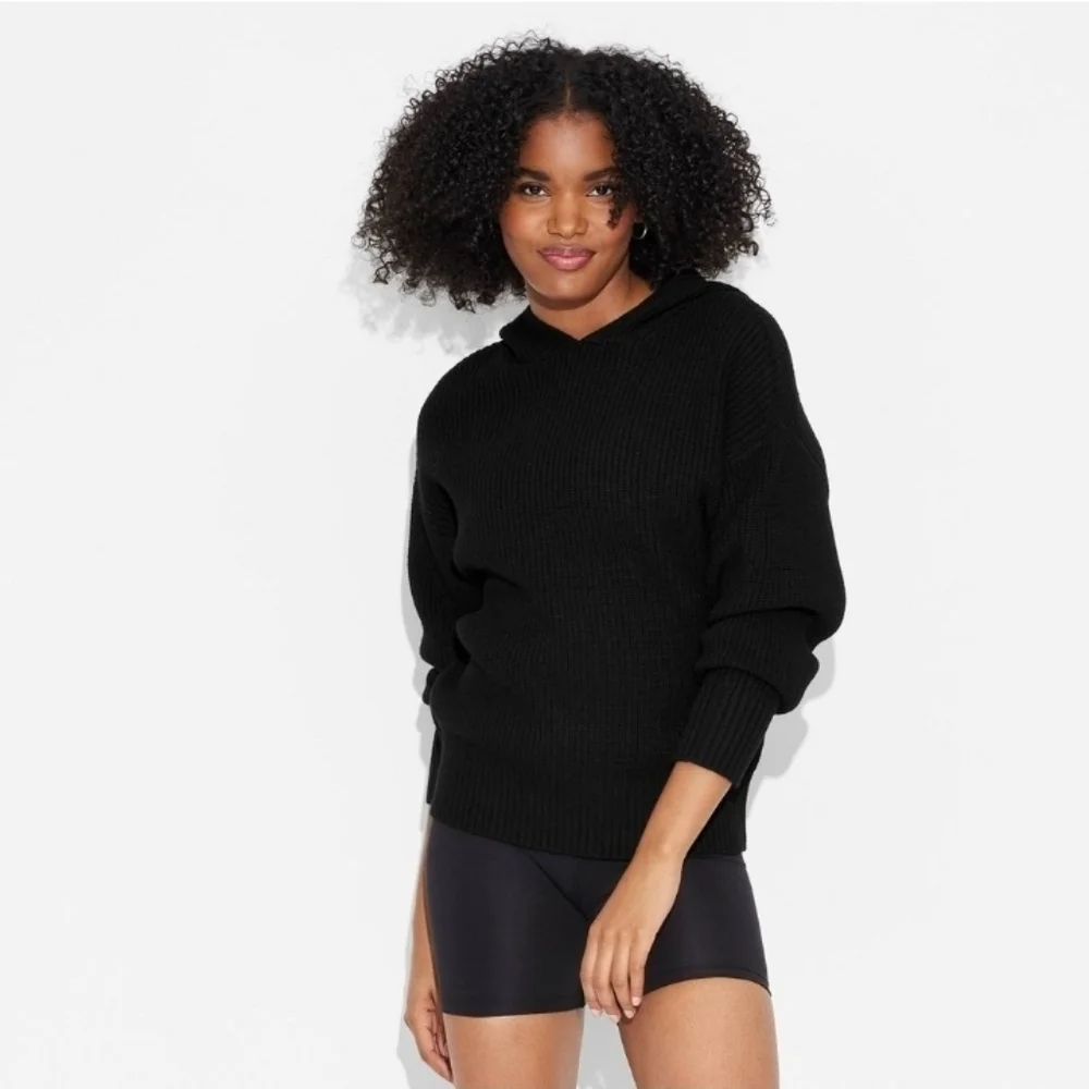 Wild Fable Women's Oversized Ribbed Hooded Pullover Sweater - Picture 2 of 7